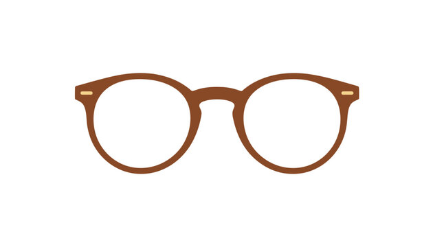 Classic brown round rim glasses isolated on white background representing vintage fashion or smart style.