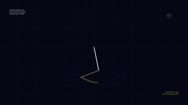 Abstract geometric animation of a robotic arm drawing a dynamic path