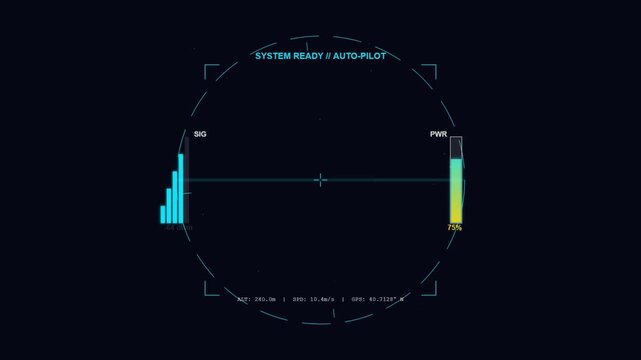 Digital Head Up Display Interface Showing Flight Telemetry Data Overlay