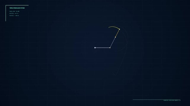 Triple pendulum system showing chaotic motion in a digital interface