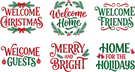 Festive holiday greetings typography collection for home decor and seasonal celebrations © Mst Runa