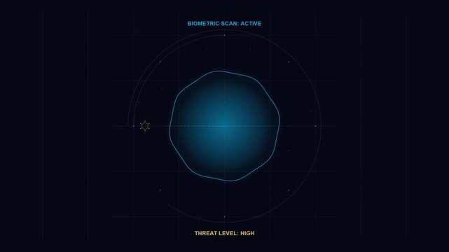 Digital biometric scan interface with high threat level status warning