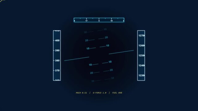 Digital Heads-Up Display Flight Interface Showing Aircraft Telemetry