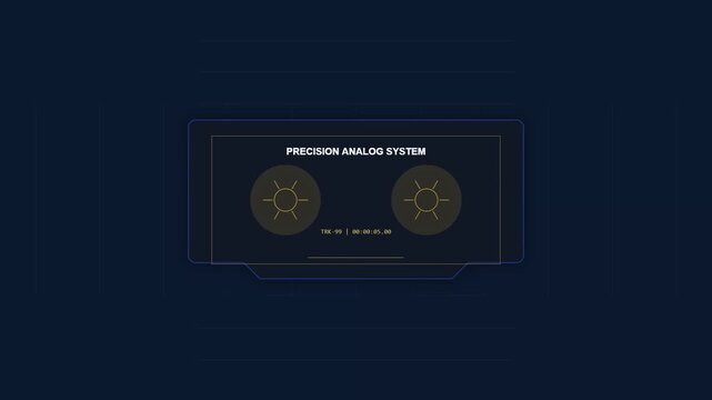 Digital interface with reel tape animation and audio waveform display