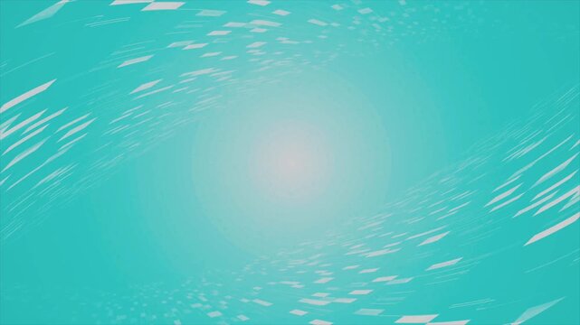 Dynamic turquoise abstract background with exploding and floating pixelated square particles, perfect for technology events and modern motion graphics.