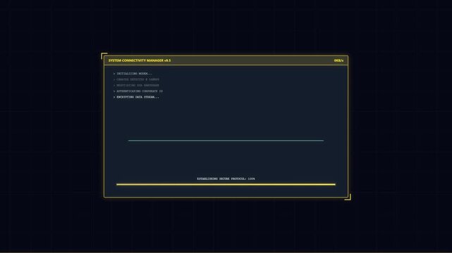 Digital system interface loading a secure network connection with progress bar