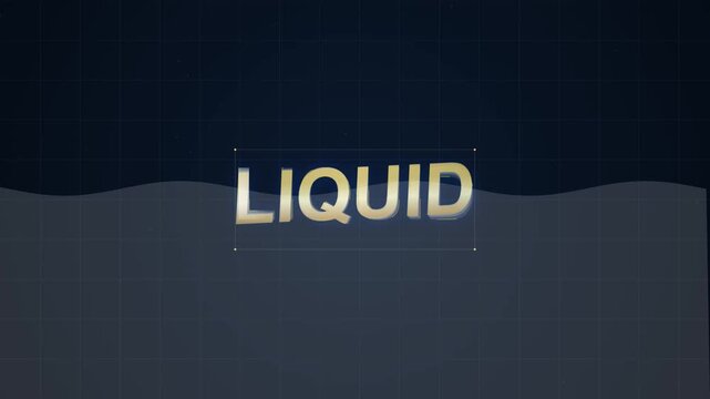 Golden Liquid Text Effect Animation on Dark Abstract Grid Background