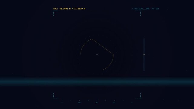 Tactical digital radar display showing scanning geometric target interface
