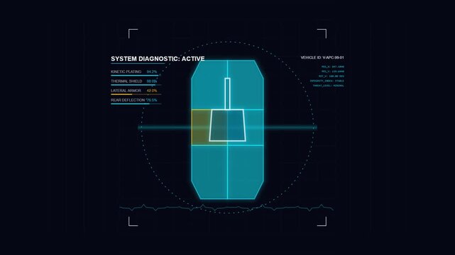 Futuristic digital tank system diagnostic heads up display interface