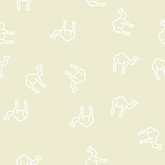 Obraz premium camel animal line seamless pattern camel animal thin line illustration