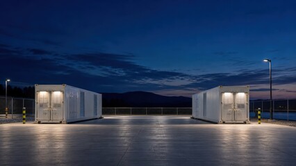 Naklejka premium Battery Energy Storage Fire Safety Secure containerized battery site
