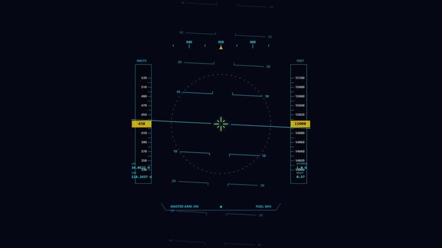 Digital Aircraft Heads-up Display Interface Flight Data Overlay