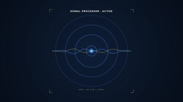 Digital signal processor displaying audio waveform visualization on HUD
