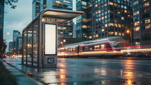 Urban bus stop mockup realistic city advertisement display for marketing branding presentations