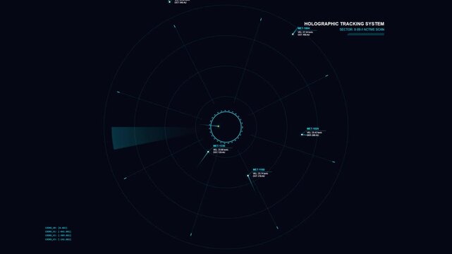 Futuristic Digital Holographic Radar Scanning Moving Objects Interface
