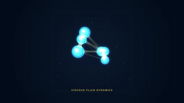 Abstract 3D Animation of Glowing Fluid Spheres Connecting in a Grid