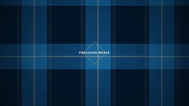 Abstract Blue Plaid Fabric Background Texture with Geometric Overlay