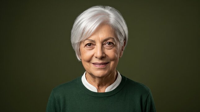 Smiling Mature Woman with Gray Hair Portrait