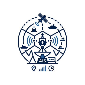 Automatic Identification System (AIS) Maritime Navigation Outline Vector
