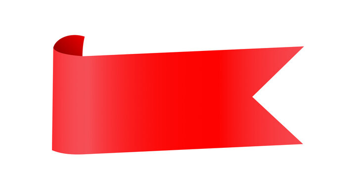 Blank red curved ribbon banner with fishtail end isolated on transparent background