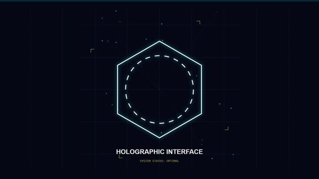 Futuristic Hexagonal Holographic HUD Interface with Data Animation