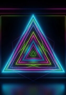 Neon geometric triangle design