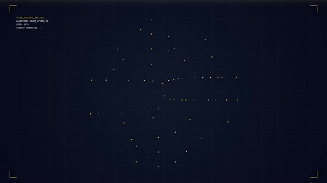 Digital scientific data visualization with an abstract rotating spiral pattern