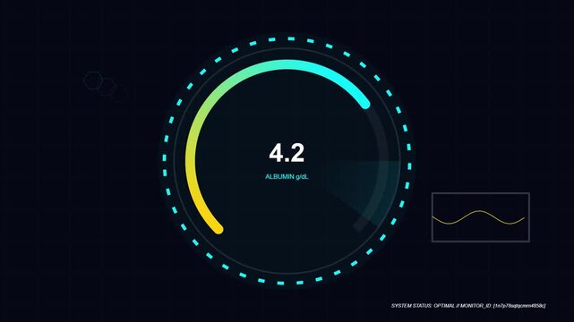 Digital Medical Interface Displaying Human Albumin Blood Test Results