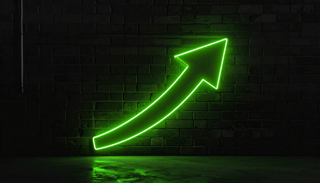 Neon arrow rising concept