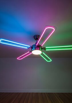 Neon ceiling fan illuminated
