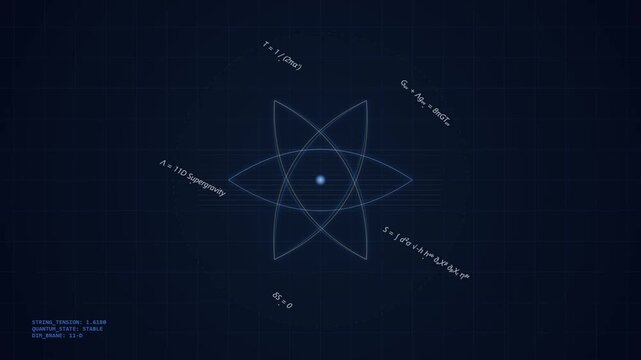 Abstract Quantum Physics Diagram with Mathematical Equations and Formulas