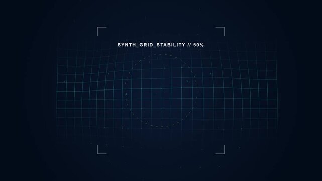 Futuristic digital grid interface displaying system stability progress