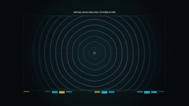 Futuristic digital interface showing radar echo sonar analysis scan