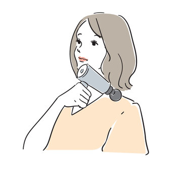 肩凝りのセルフケアをする大人の女性