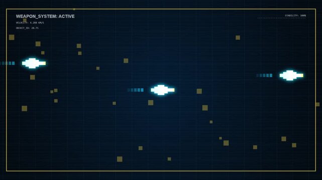 Futuristic HUD interface displaying digital weapon targeting system motion