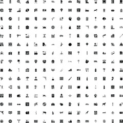 Obraz premium Big collection of simple glyph icons in black color, illustrating a wide variety of common objects, concepts, and activities for designing elements, user interfaces, and web applications