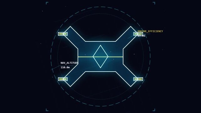 Futuristic Drone Navigation HUD Interface Displaying Flight Telemetry