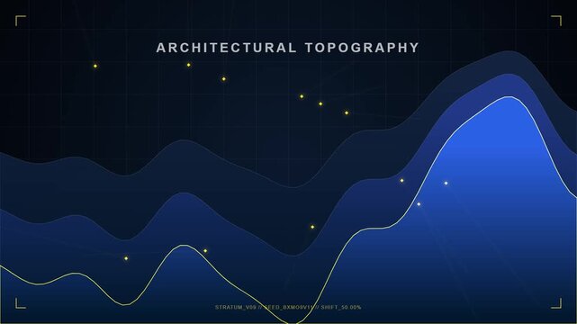 Abstract Animated Architectural Topography Chart on Digital Grid