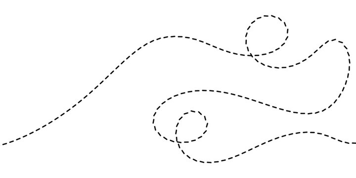 Elegant abstract design featuring two curving dashed lines, creating dynamic and intricate paths on a pristine white background, perfect for motion graphics or tracking concepts