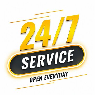 Bold 24 7 service sign with open everyday text