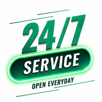 247 service sign with open everyday retro style design