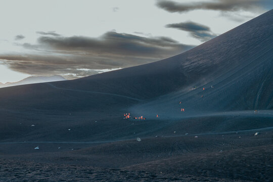 Cerro Negro tourist destination at sunset, Nicaragua. Cerro Negro at sunset, viewed from below