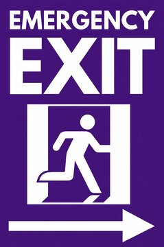 Emergency exit sign with running person and right arrow direction