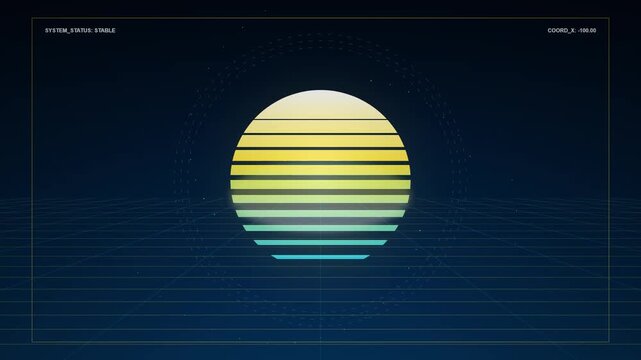 Retro Futuristic Synthwave Sun Abstract Motion Graphics Background
