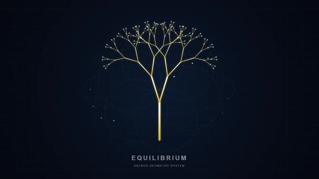 Abstract fractal tree growth animation representing digital equilibrium