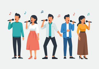 Fototapeta premium The people's singing together vector illustration design