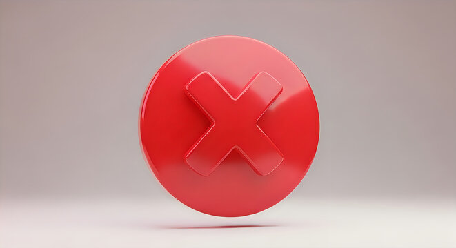 Red circle icon with white cross symbol on gray background
