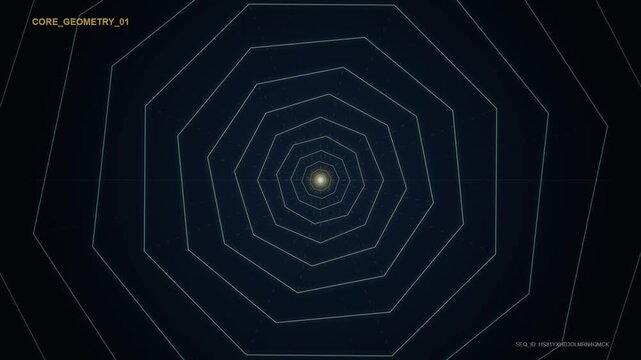 Abstract tunnel motion with concentric glowing geometric octagons