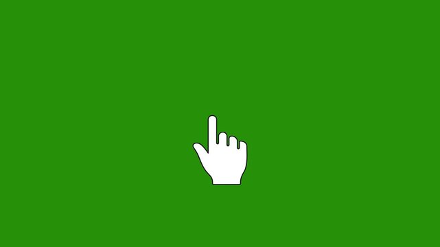 Mouse pointer hand clicks icon. Clicking finger icon, green background. Motion Graphic concept animation