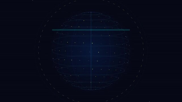 Digital globe with scanning line wireframe animation for technology